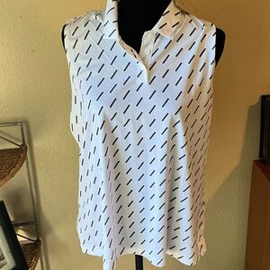 Nike DRI-Fit Victory SLEEVELESS Polo Women’s XL White/Black NEW